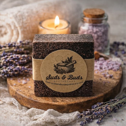Lavender Dreams handcrafted natural soap bar by Suds & Buds Apothecary.