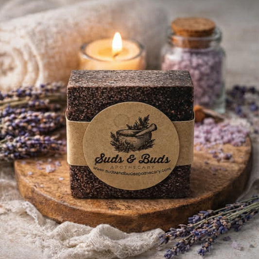 Lavender Dreams handcrafted natural soap bar by Suds & Buds Apothecary.
